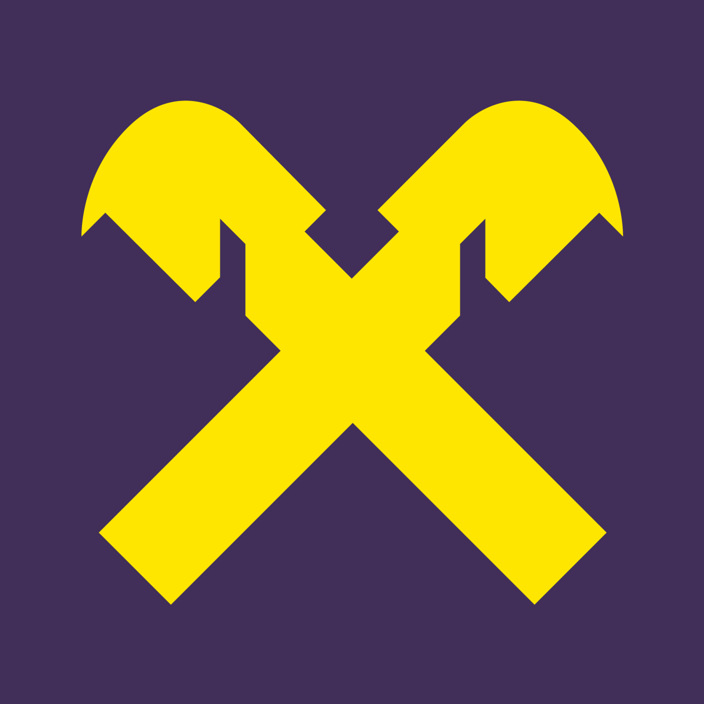 Logo Raiffiesen Digital Bank żołty gable cross nafioletowym tle - 2500px